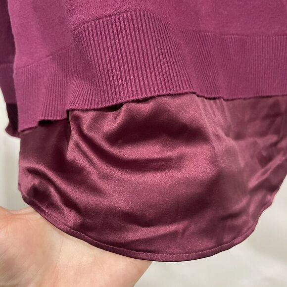 Siani Milano Wine Long Sleeve Sweater Ruffle Neck Double Layer Size S Festive - Picture 4 of 12